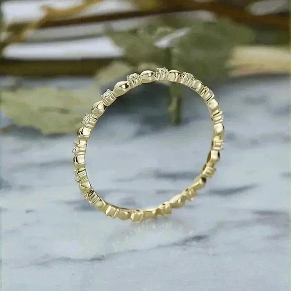 New 18k Gold Plated CZ Thin Band Ring - Picture 5 of 5